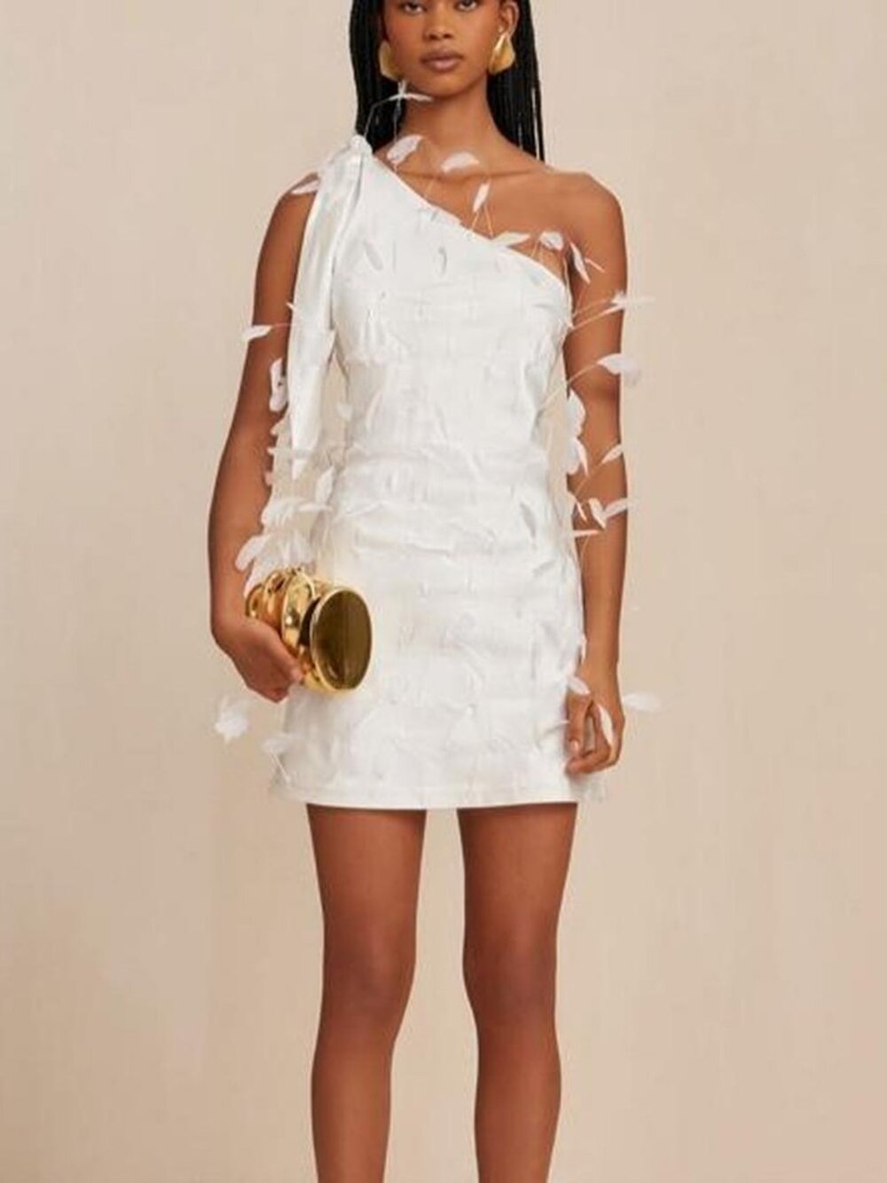 Cult Gaia Hayes Embellished Feather Mini Dress White